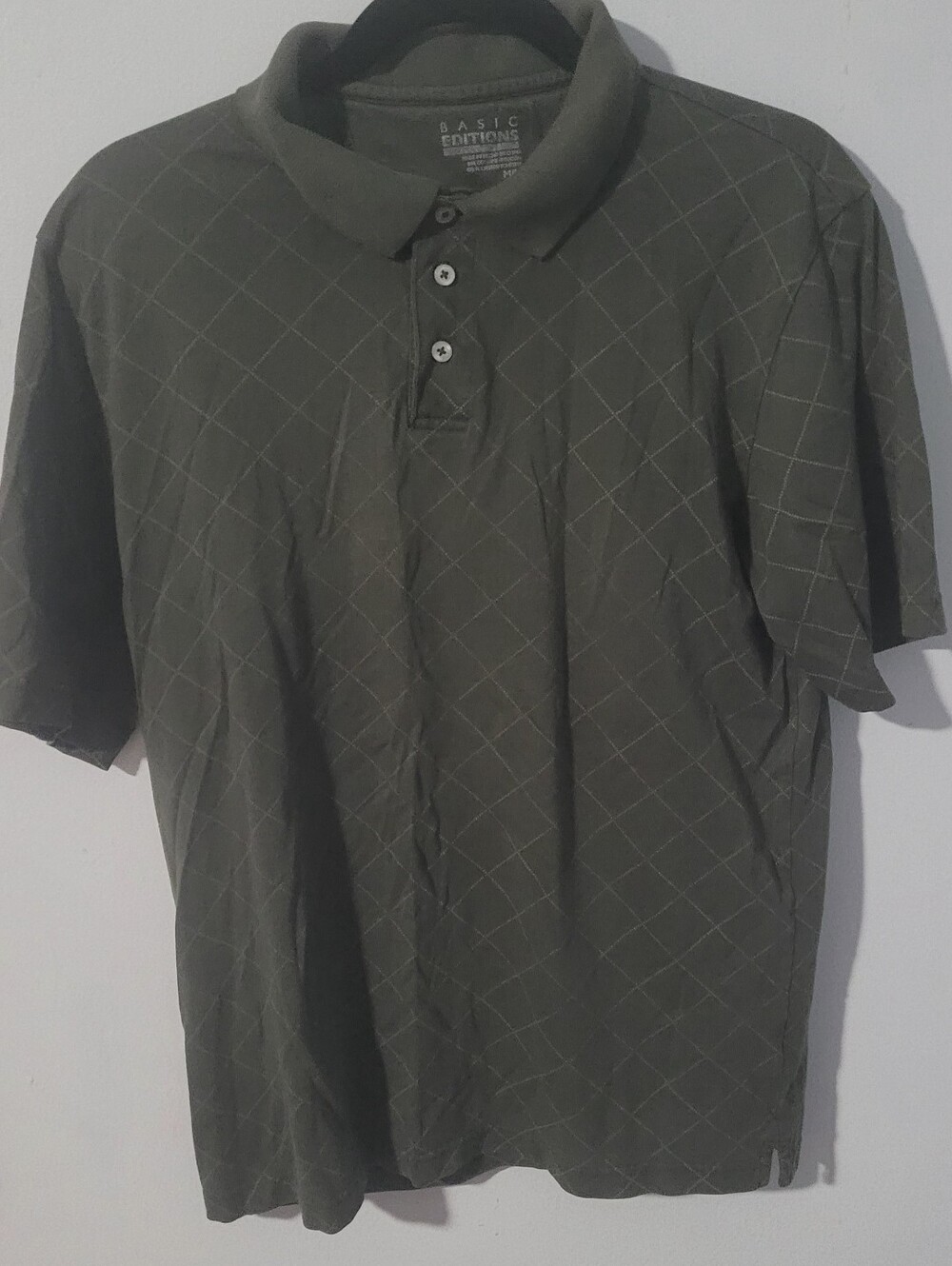 Vintage Basic Editions Gray Polo Shirt Short Sleeve Men's Medium M